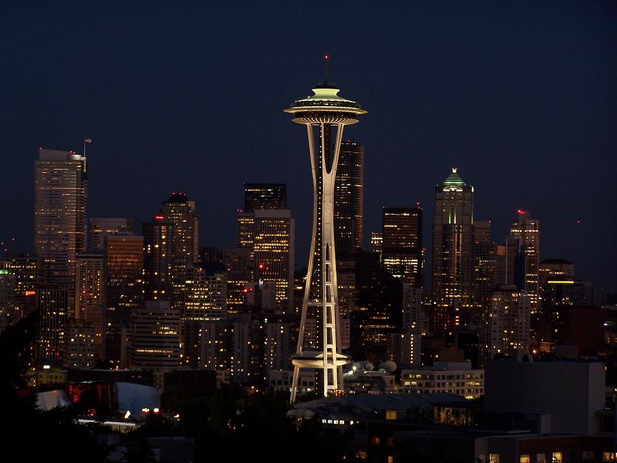 Space Needle Night Photograph by Gene Ritchhart