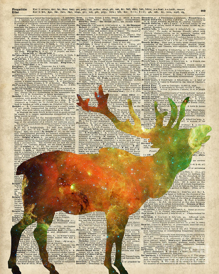 Deer Digital Art - Space Reindeer by Anna W