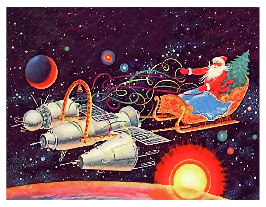 Space Santa Claus Mixed Media by Long Shot