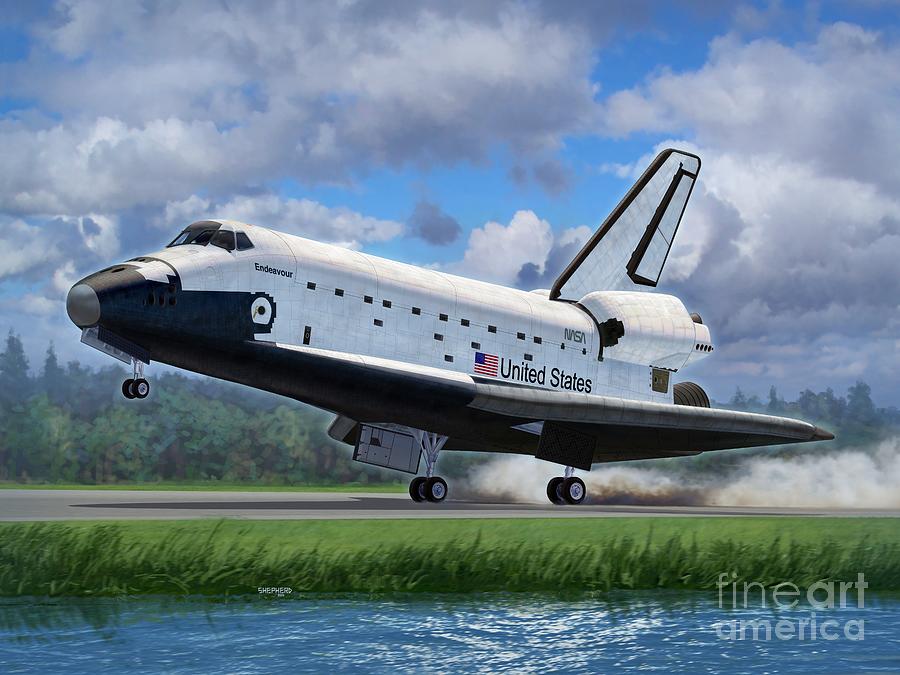 Space Shuttle Digital Art - Space Shuttle Touchdown by Stu Shepherd