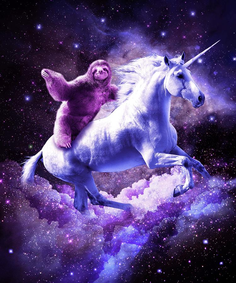 Space Sloth Riding On Unicorn Digital Art By Random Galaxy