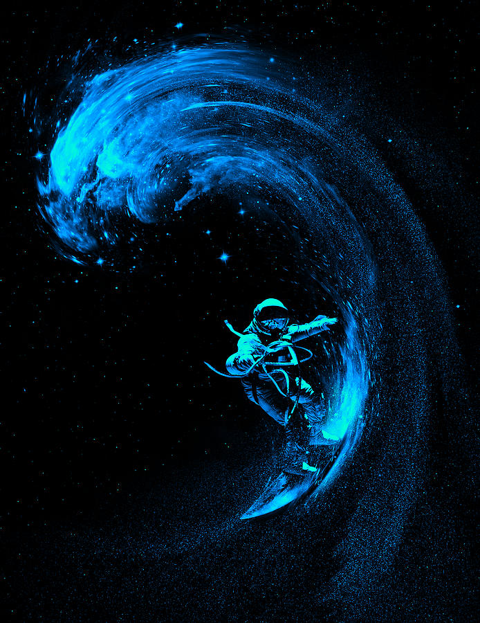 Space Digital Art - Space Surfing by Nicebleed  
