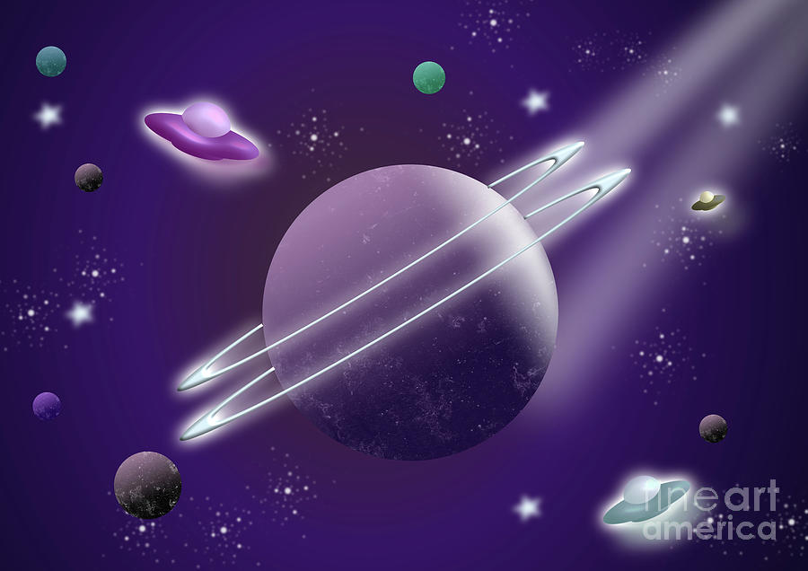 Planets and Galaxies Space Travel Digital Art by Barefoot Bodeez Art