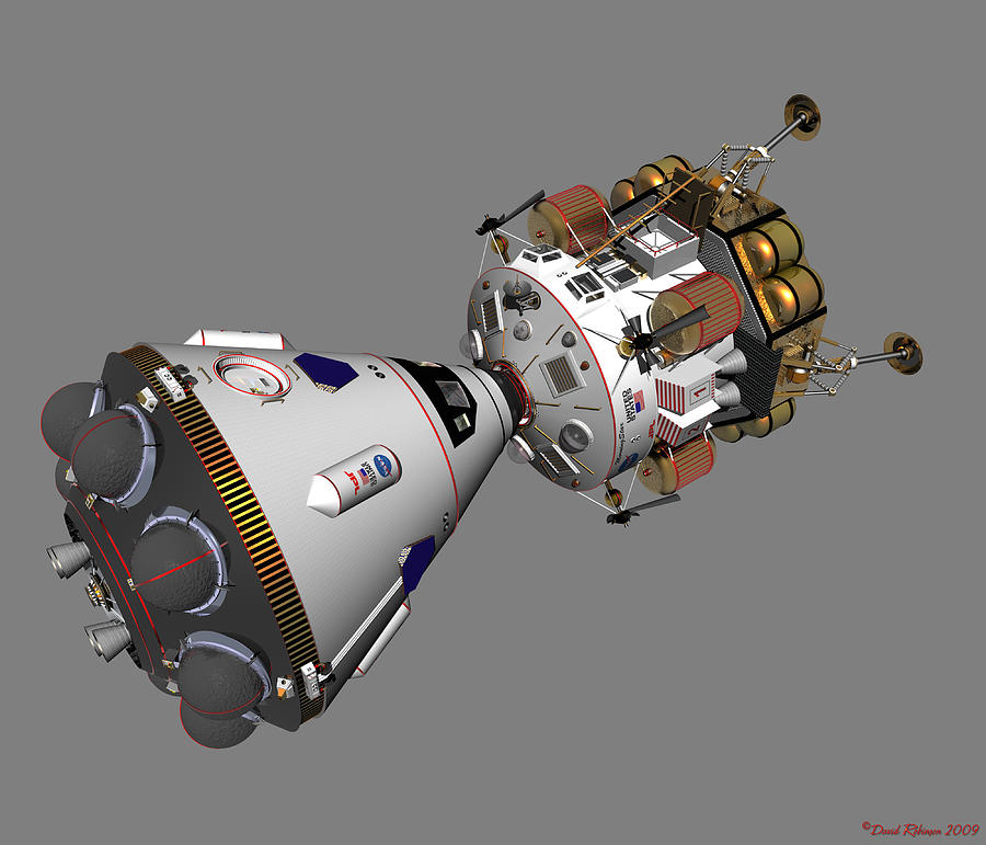 Spaceship Columbia and Lander MorningStar Digital Art by David Robinson
