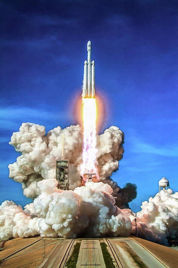 Space Photograph - SpaceX Falcon Heavy Rocket launch by Matthias Hauser