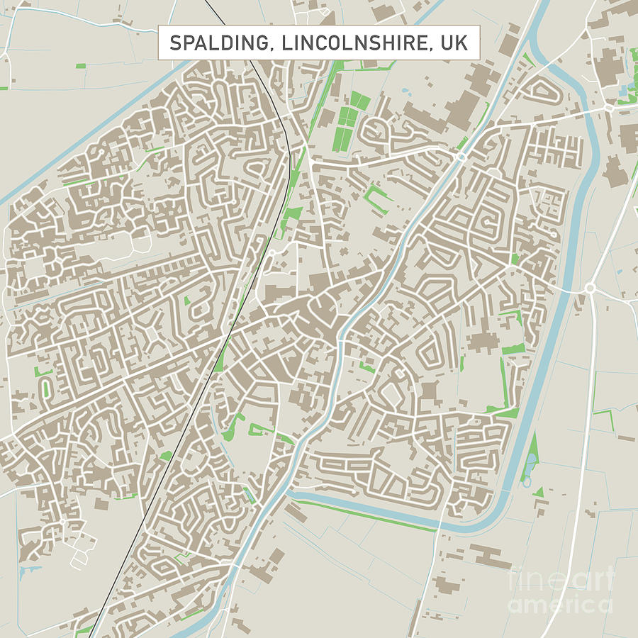 Map Of Spalding Area Spalding Lincolnshire Uk City Street Map Digital Art By Frank Ramspott |  Fine Art America