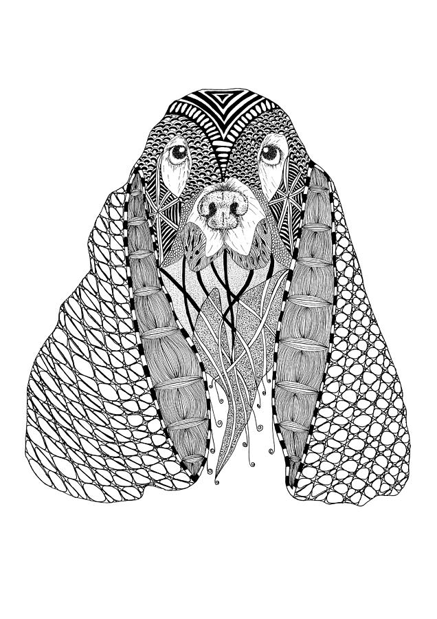 Spaniel Tangle Drawing by Hazy Apple