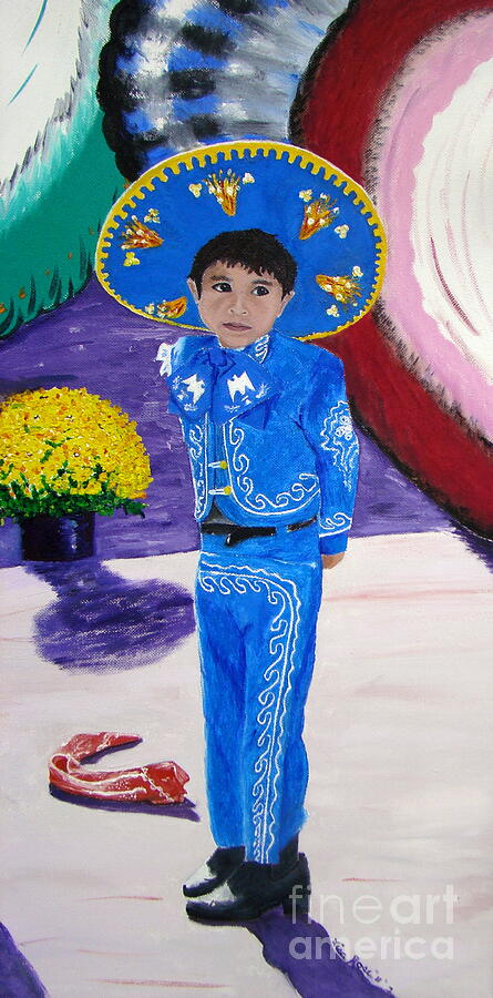 Spanish boy 1 of 2 Painting by Lisa Rose Musselwhite