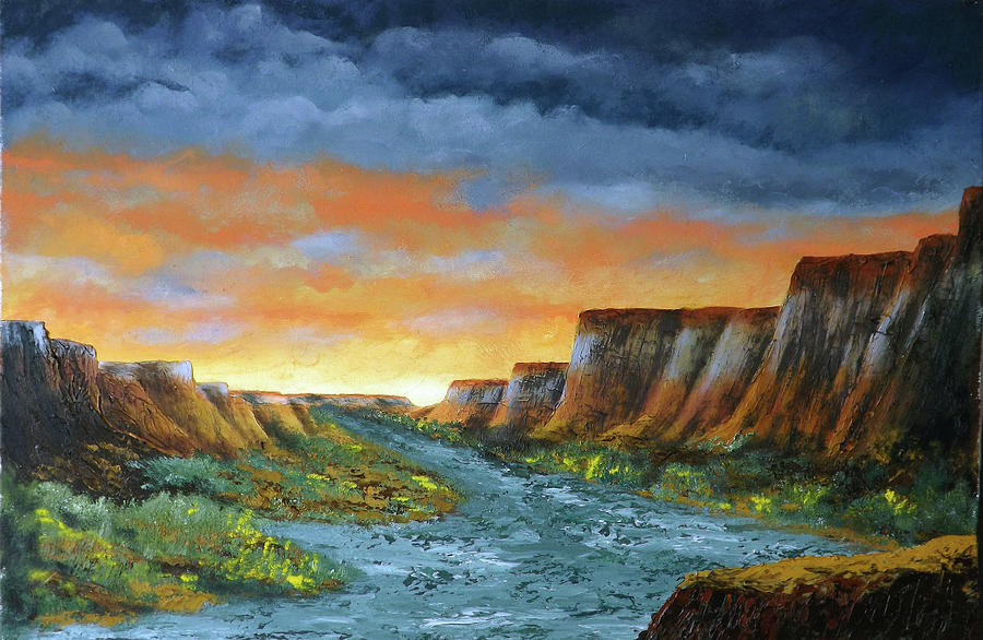 Spanish Broom Canyons Sunset 1of5 Painting by Carl Owen