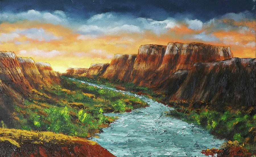 Spanish Broom Canyons Sunset 3of5 Painting by Carl Owen