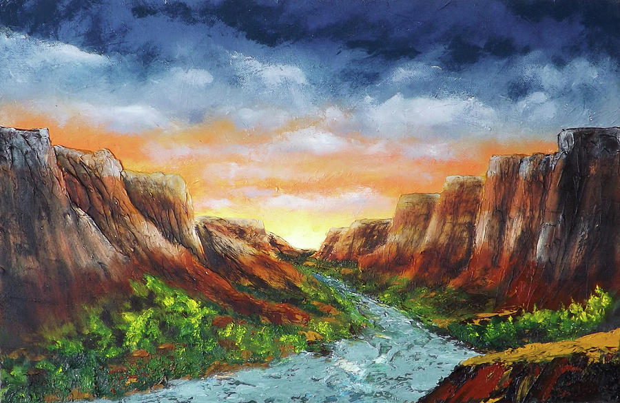 Spanish Broom Canyons Sunset 4of5 Painting by Carl Owen