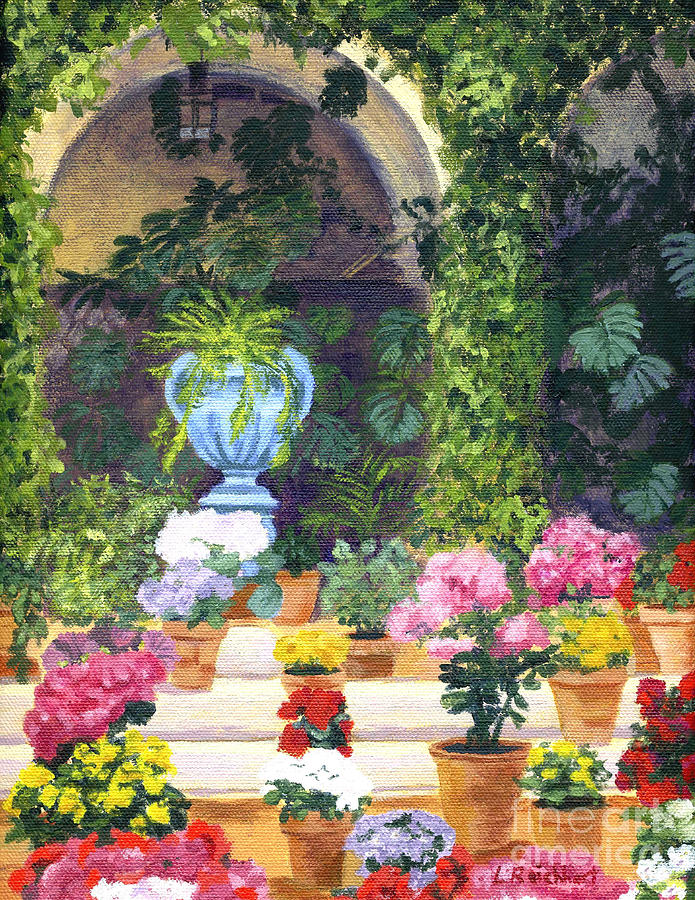 Spanish Courtyard Painting by Lynne Reichhart