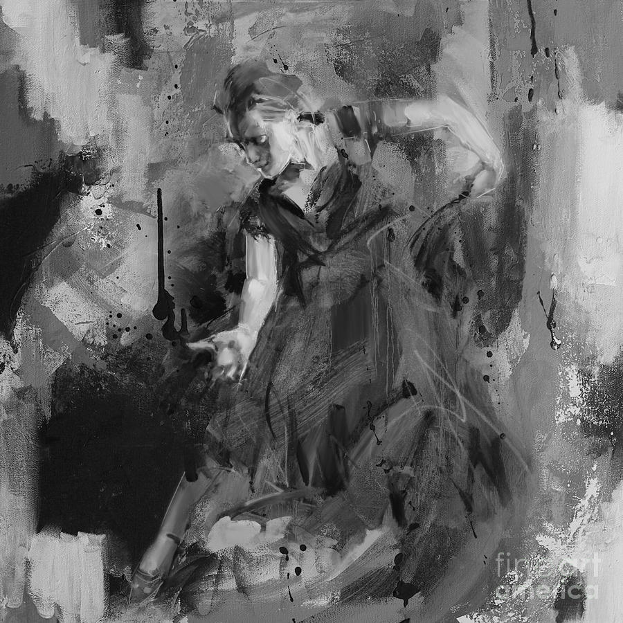 Spanish Dance Black and White Painting by Gull G