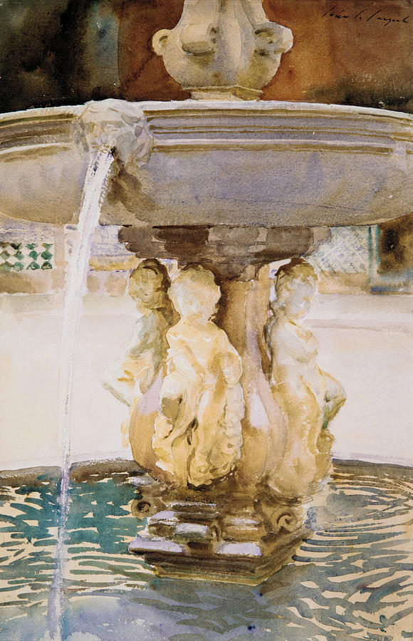 Spanish Fountain Drawing by John Singer Sargent