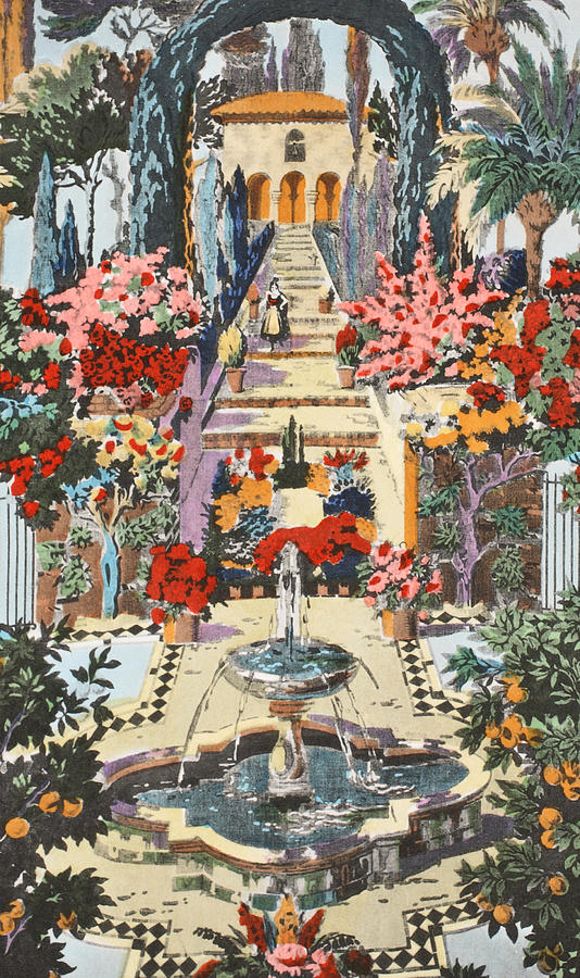 Garden Painting - Spanish garden by Harry Wearne