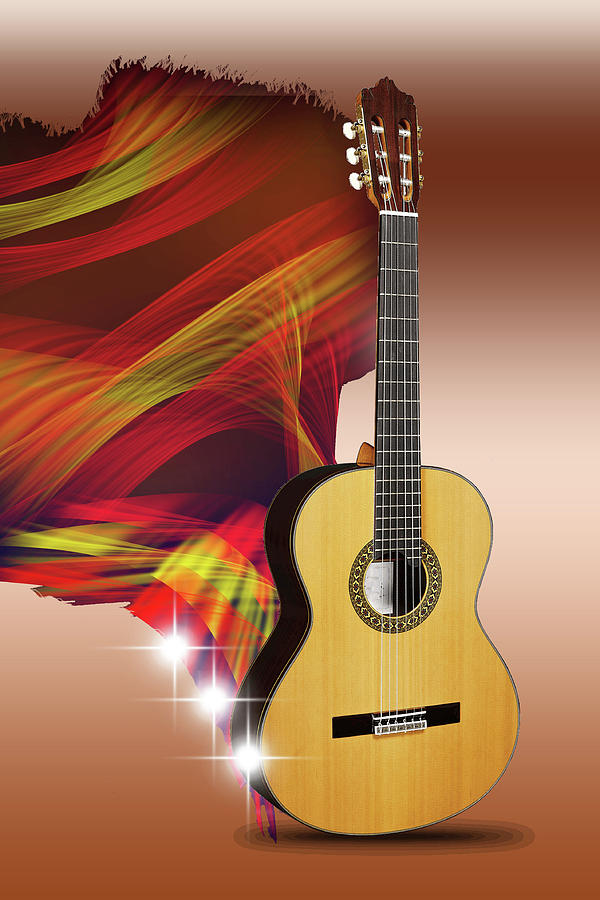 Music Digital Art - Spanish guitar by Angel Jesus De la Fuente