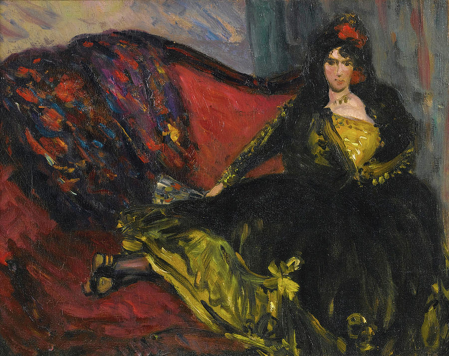 Spanish Lady on Sofa Painting by William Glackens