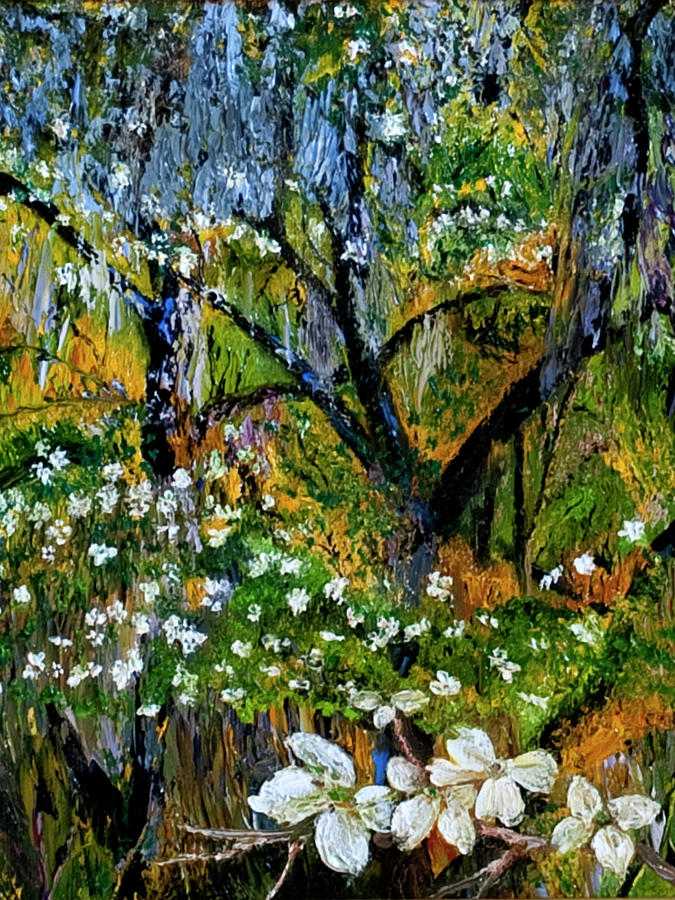 Spanish Moss and Dogwoods Painting by Terry R MacDonald