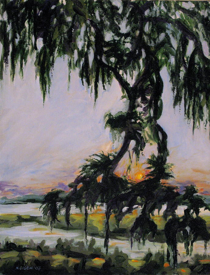 Spanish Moss Sunset Painting by Outre Art Natalie Eisen