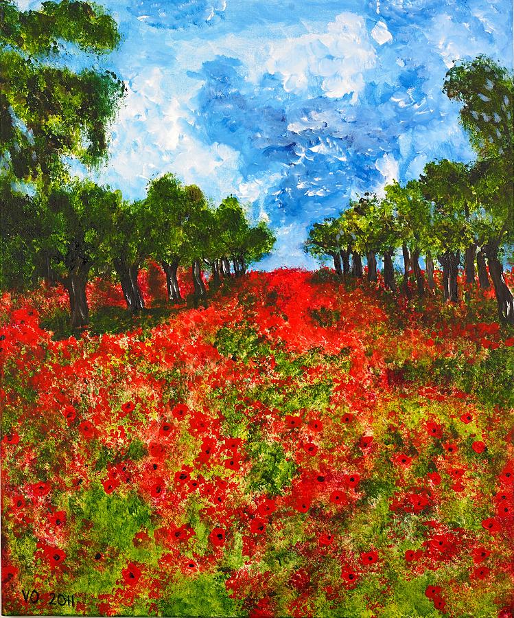 Spanish Poppies Painting by Valerie Ornstein