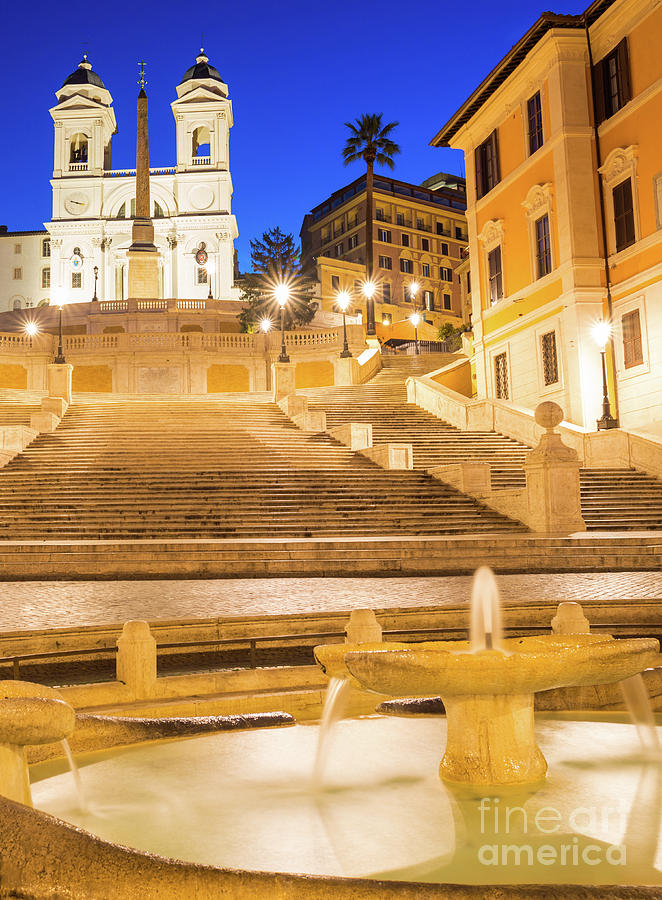 Fountain Photograph - Spanish Steps at dawn by Andrew Michael