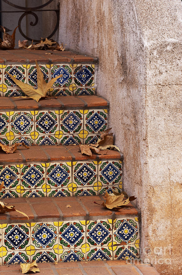 Spanish Tile Stair  Photograph by Sandra Bronstein