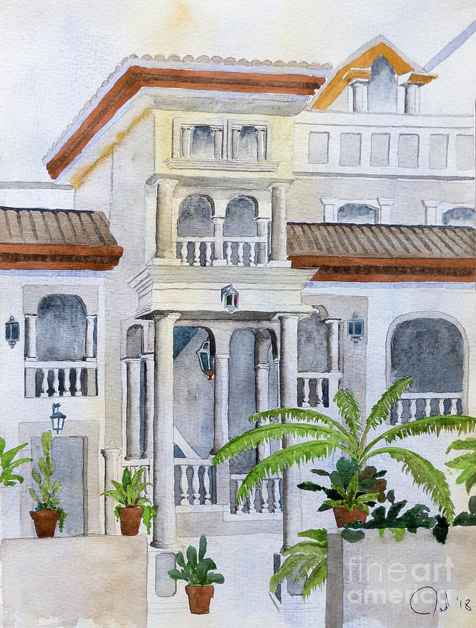 Spanish Villa Painting by Rod Jones