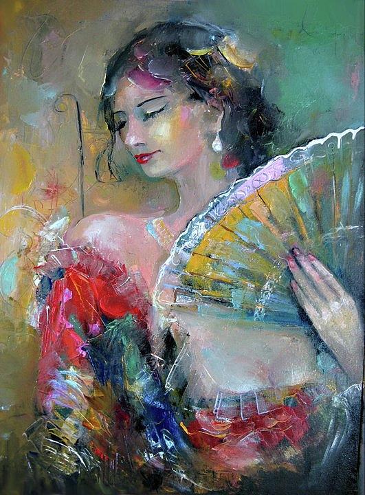 Spanish Woman Painting by Kobiashvili
