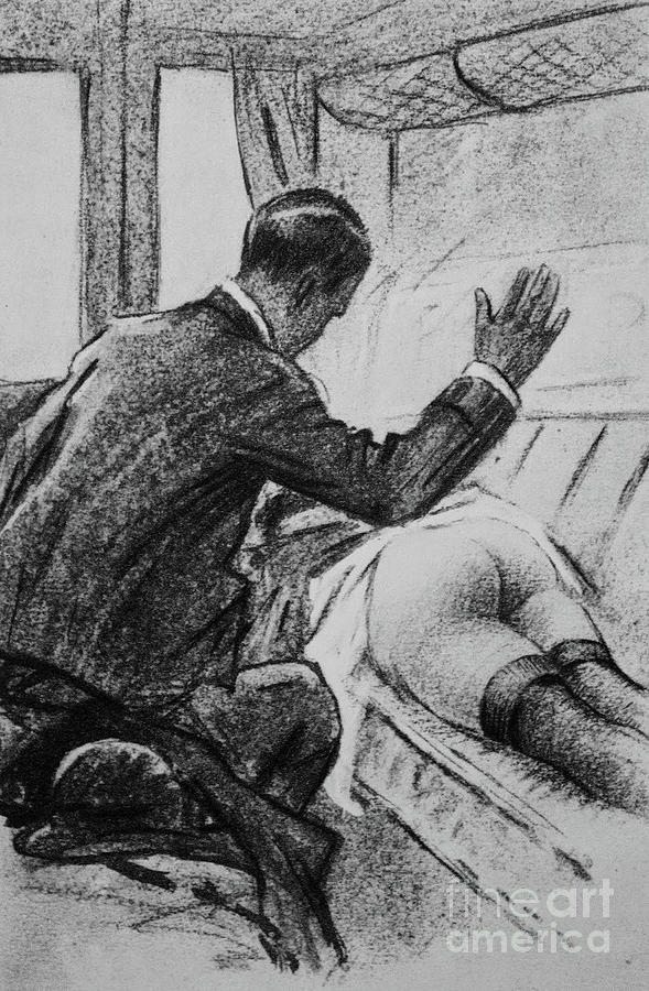 Spanked On The Train Drawing by P Beloti