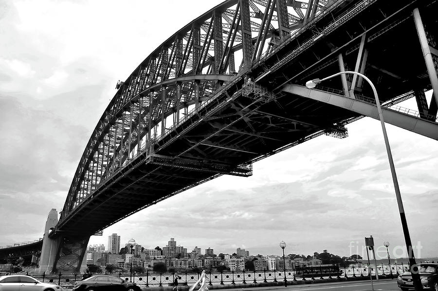 Spanning Sydney Harbour - Black and White Photograph by Kaye Menner