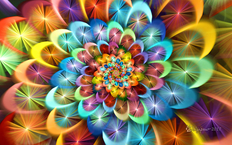 Sparkle Flower Spiral Digital Art by Peggi Wolfe