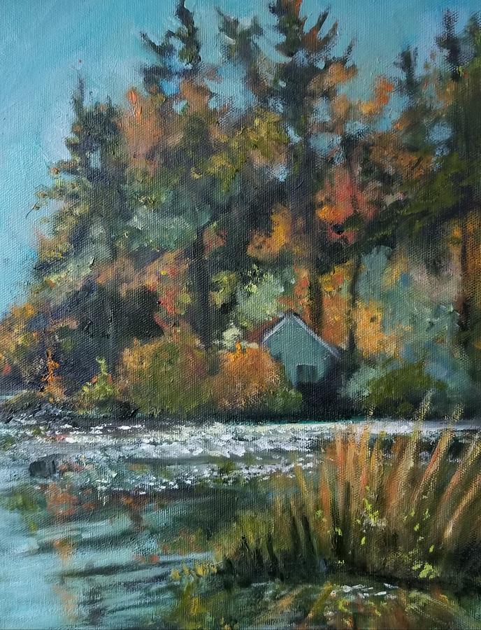 Sparkle in the Water Millsite Lake Painting by Cheryl LaBahn Simeone