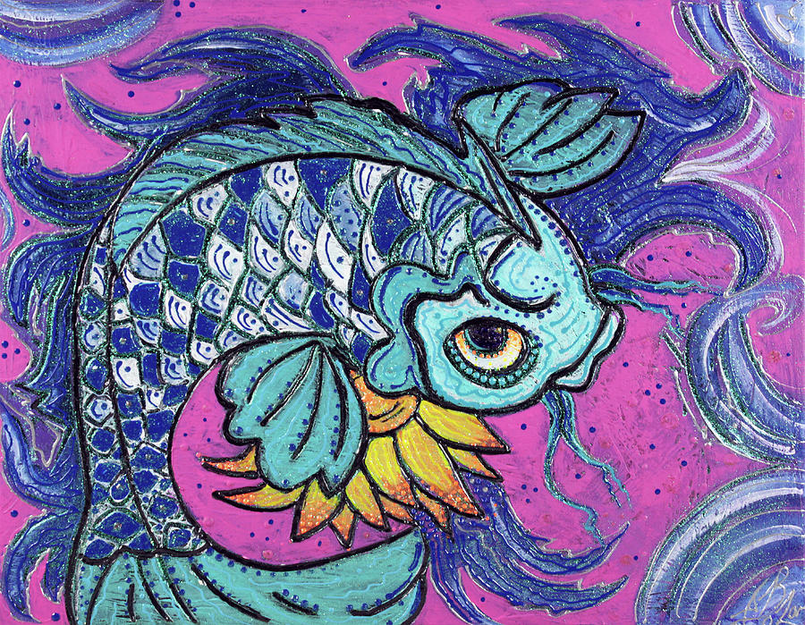 Sparkling Koi Painting by Laura Barbosa