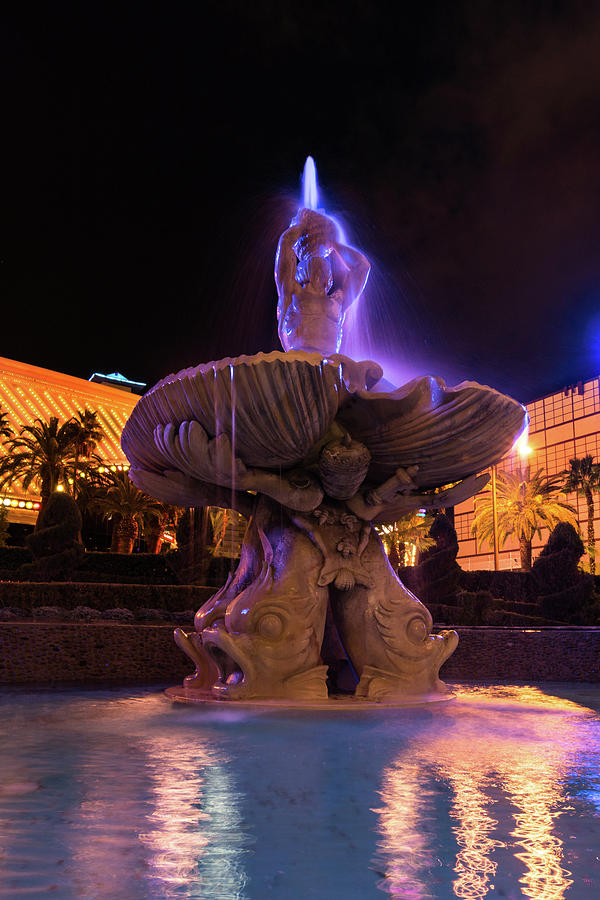 Sparkling Las Vegas Neon - Triton Fountain Photograph by Georgia Mizuleva