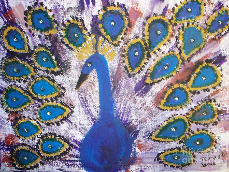 Sparkling Purple Peacock Painting by Seaux-N-Seau Soileau