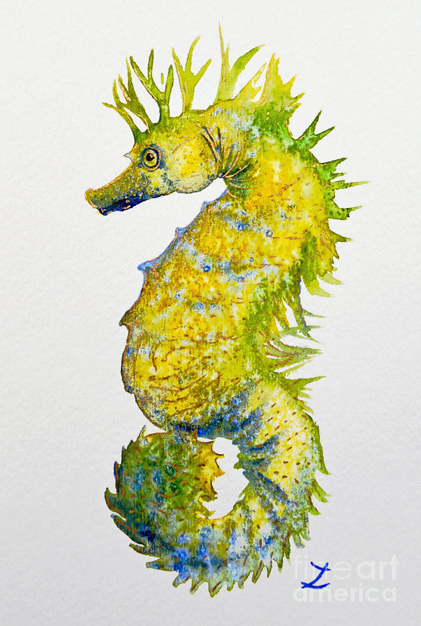 Sparkling Seahorse Painting by Zaira Dzhaubaeva