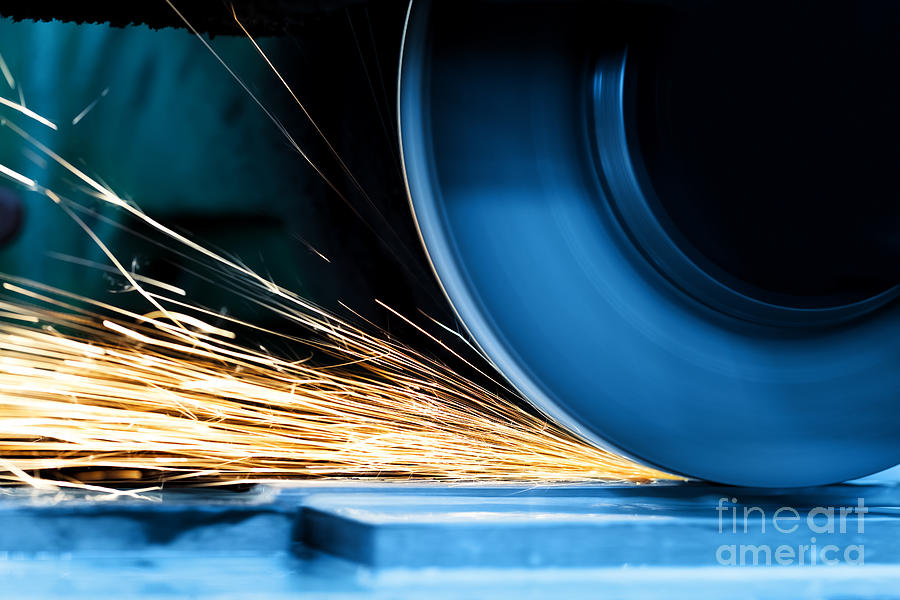 Device Photograph - Sparks from grinding machine by Michal Bednarek
