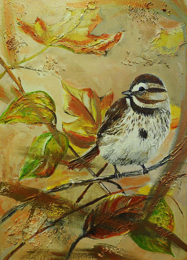 Sparrow In a Tree Painting by Betty-Anne McDonald