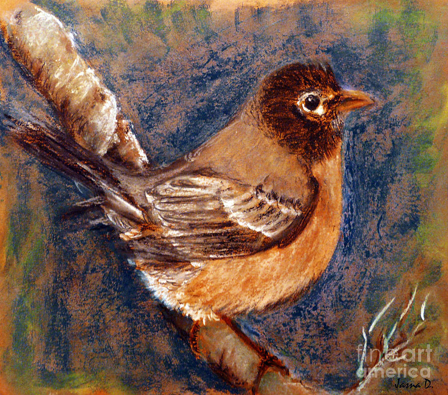 Sparrow moment Painting by Jasna Dragun
