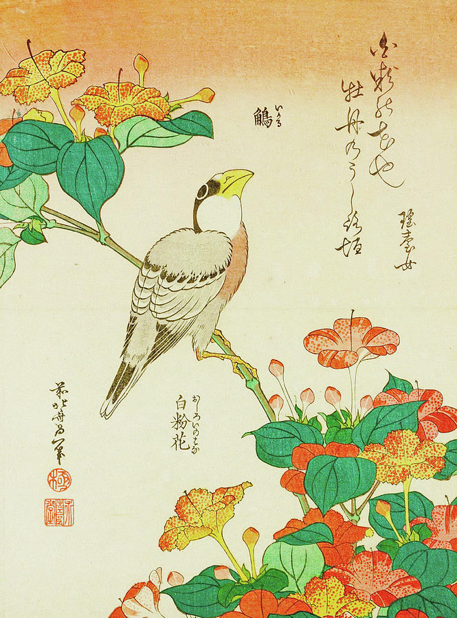 Katsushika Hokusai Painting - Sparrow on a branch by Katsushika Hokusai