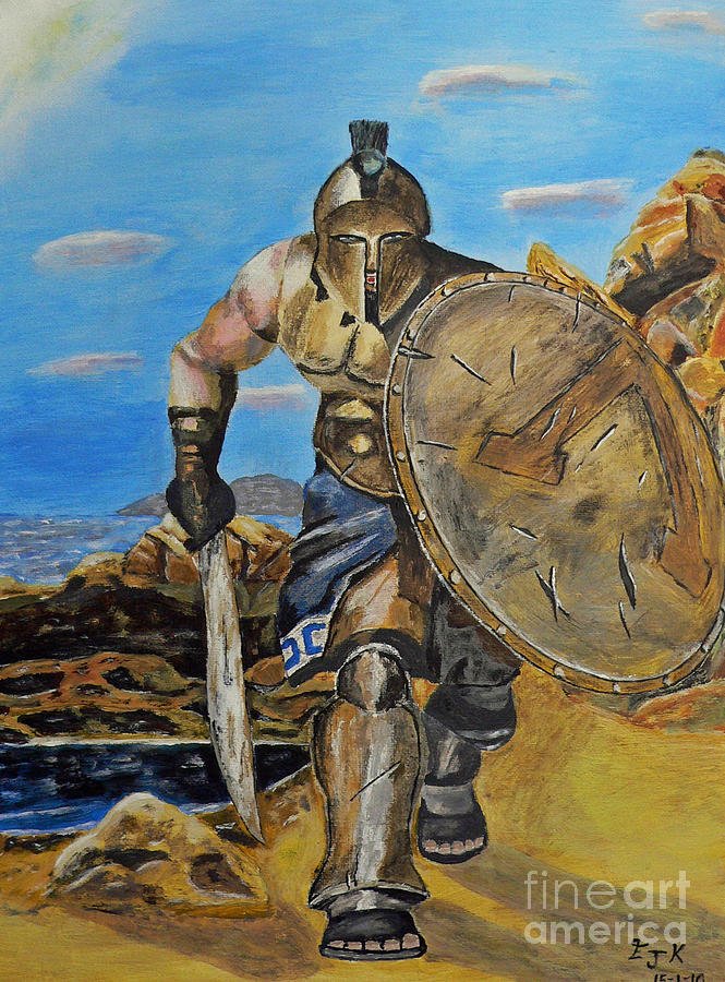 Spartan Painting - Spartan Warrior one of the three hundred by Eric Kempson