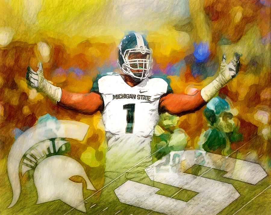 Michigan State University Painting - Sparty We Will Rock You by John Farr