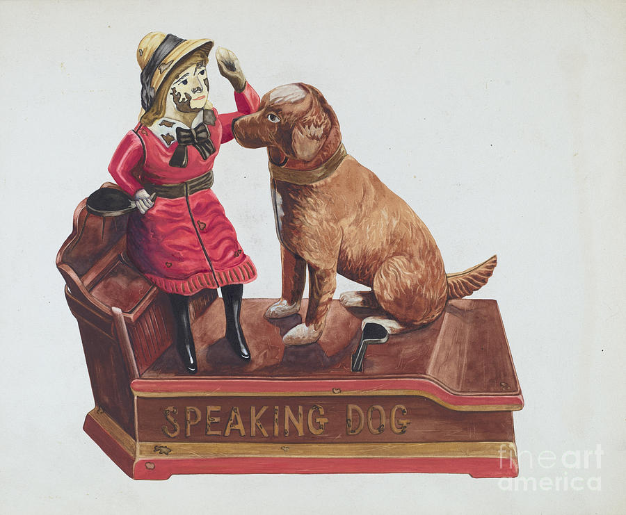 Speaking Dog Mechanical Bank Drawing by Einar Heiberg