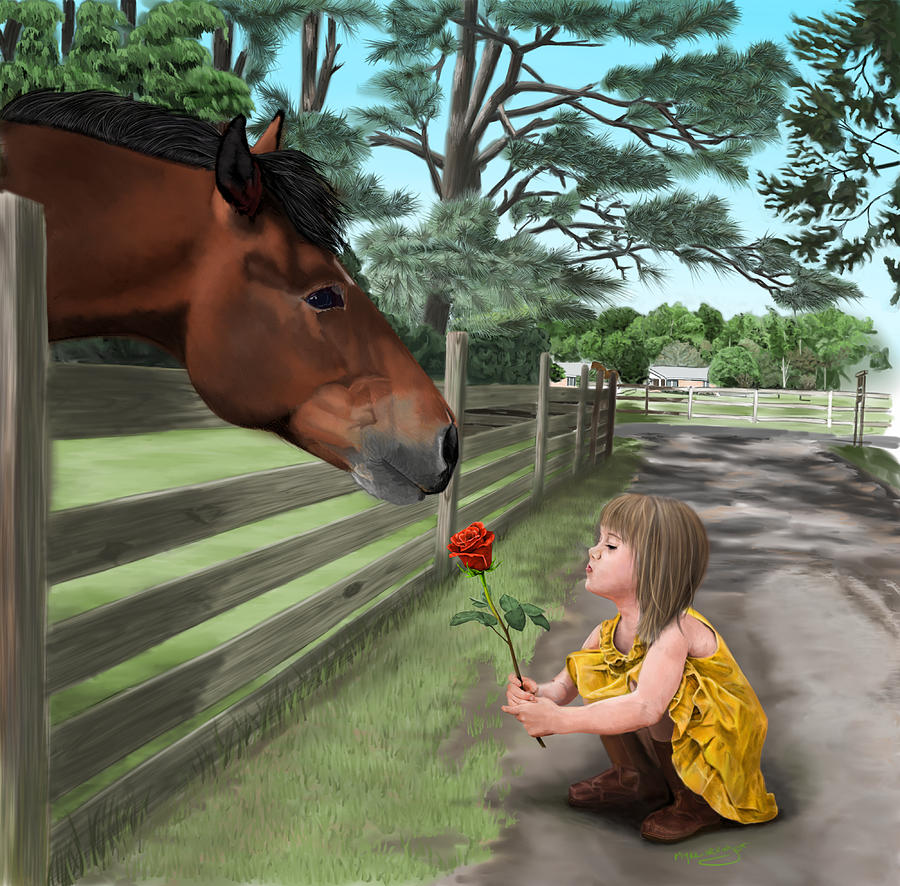 Horse Painting - Special Connections by Myke Irving Horse Painting - Special Connections by Myke Irving