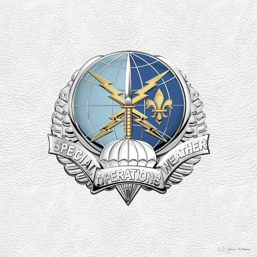 Special Operations Weather Team -  S O W T  Badge over White Leather Digital Art by Serge Averbukh