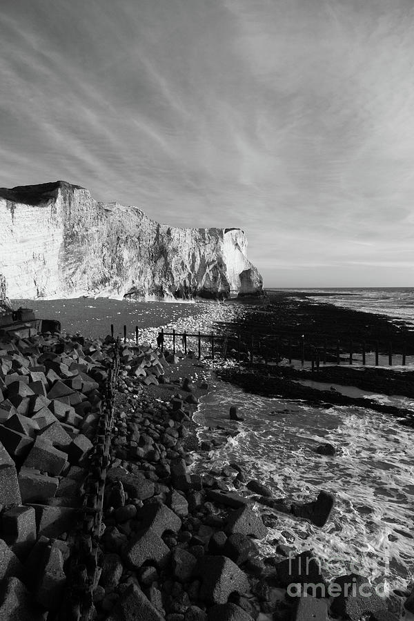 Black And White Photograph - Spectacular Cliffs at Seaford Head Sussex England by James Brunker
