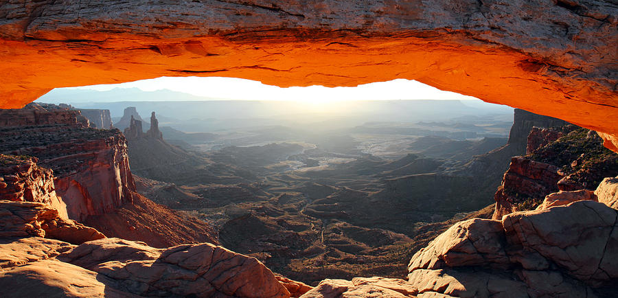 Spectacular sunrise at Mesa Arch in Canyonlands NP Photograph by Pierre Leclerc Photography