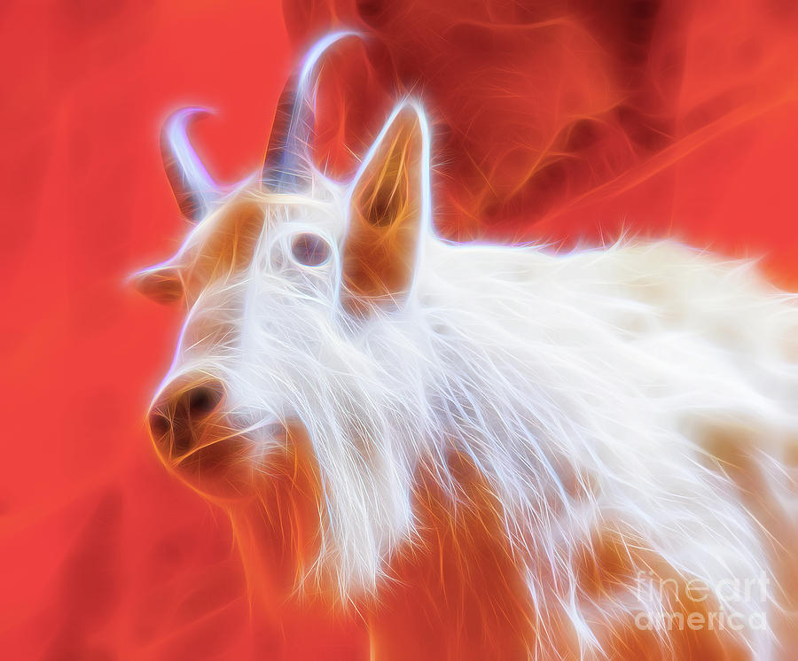 Spectral Mountain Goat Digital Art by Ray Shiu