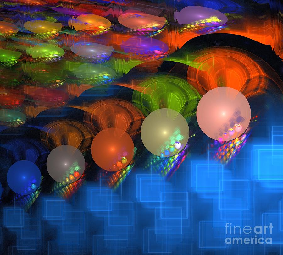 Abstract Digital Art - Spectrum Orbs by Kim Sy Ok