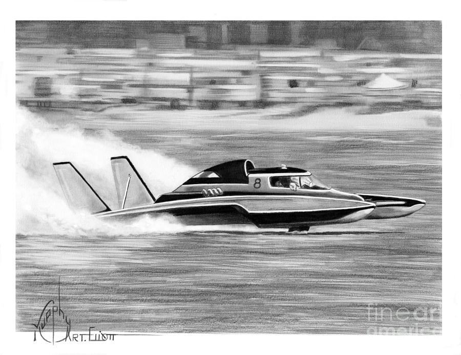 Speed Boat Drawing by Murphy Elliott